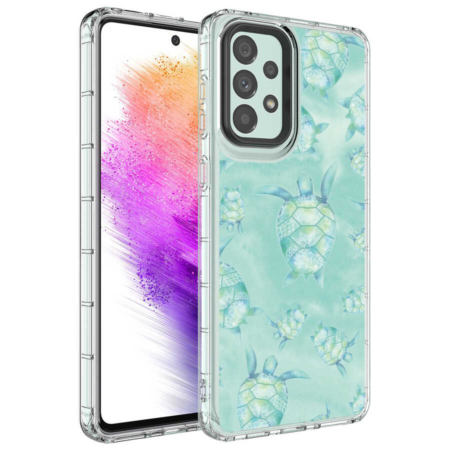 Galaxy Uyumlu A13 4G Kılıf Kamera Korumalı Renkli Desenli Sert Silikon Zore Korn Kapak-No13