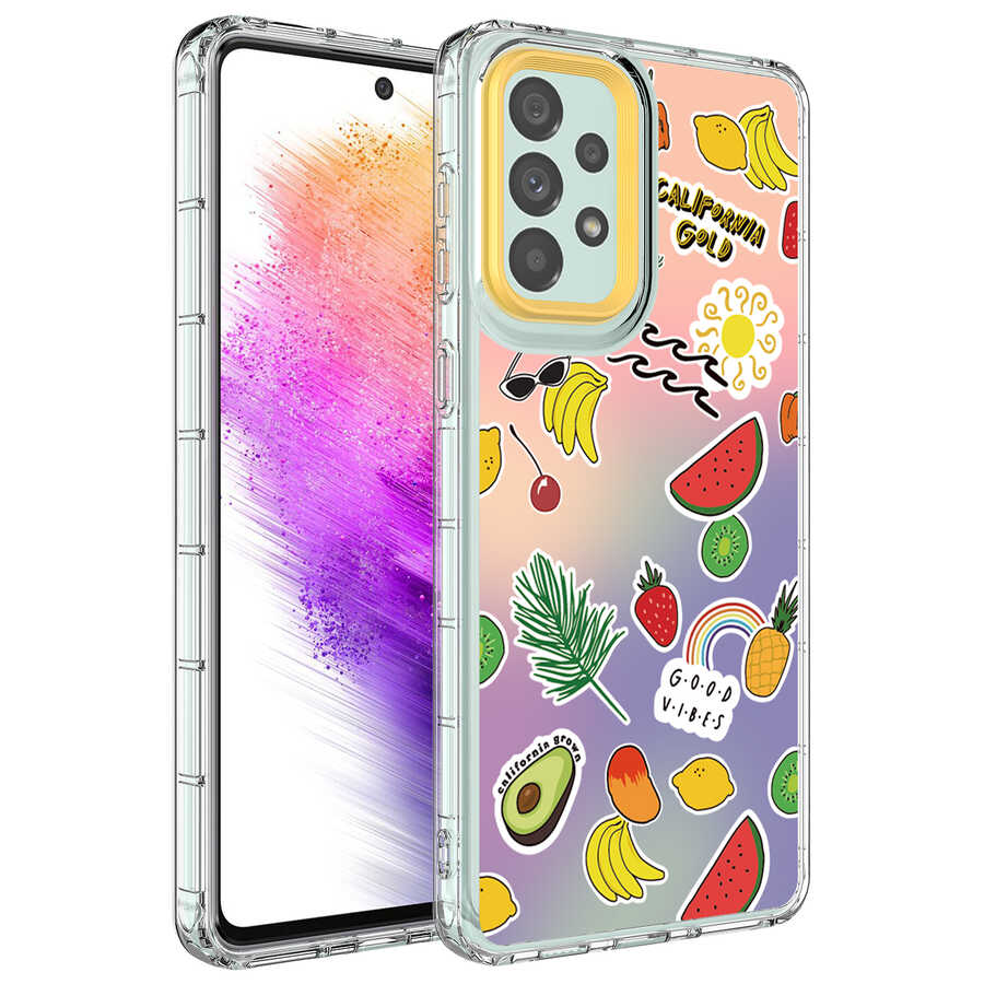 Galaxy Uyumlu A13 4G Kılıf Kamera Korumalı Renkli Desenli Sert Silikon Zore Korn Kapak-No4