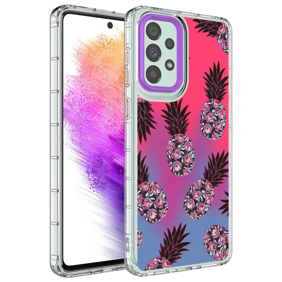 Galaxy Uyumlu A13 4G Kılıf Kamera Korumalı Renkli Desenli Sert Silikon Zore Korn Kapak-No6
