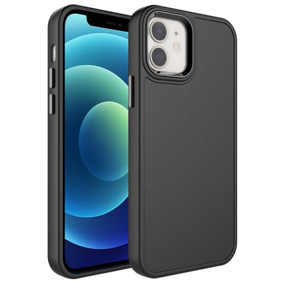 iPhone Uyumlu 11 Kılıf Metal Çerçeve ve Buton Tasarımlı Sert Zore Botox Kapak