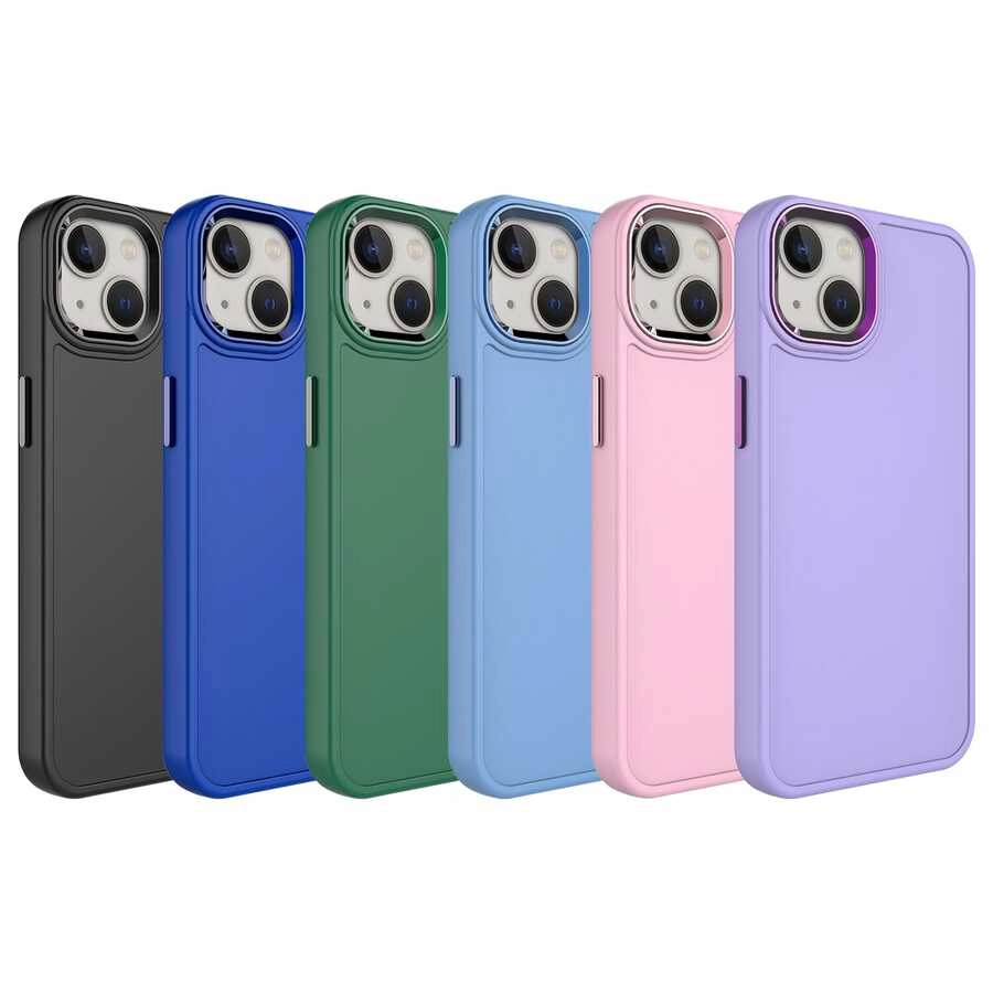 iPhone Uyumlu 14 Plus Kılıf Metal Çerçeve ve Buton Tasarımlı Sert Zore Botox Kapak