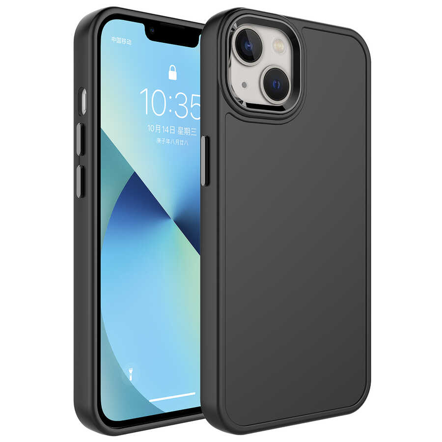 iPhone Uyumlu 14 Plus Kılıf Metal Çerçeve ve Buton Tasarımlı Sert Zore Botox Kapak