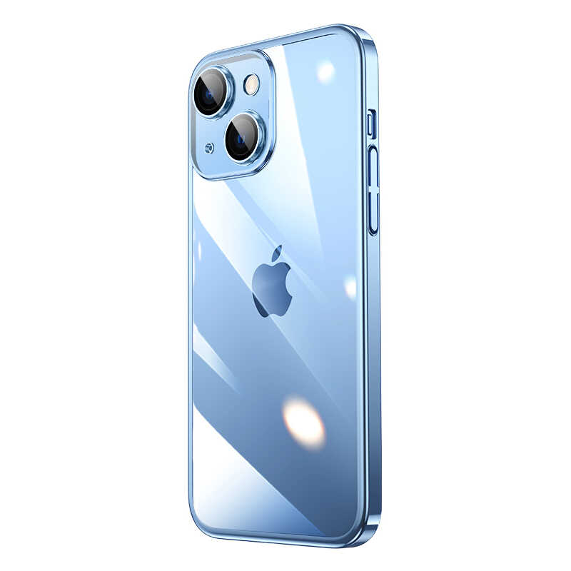iPhone Uyumlu 14 Kılıf Sert PC Renkli Çerçeveli Zore Riksos Kapak-Mavi