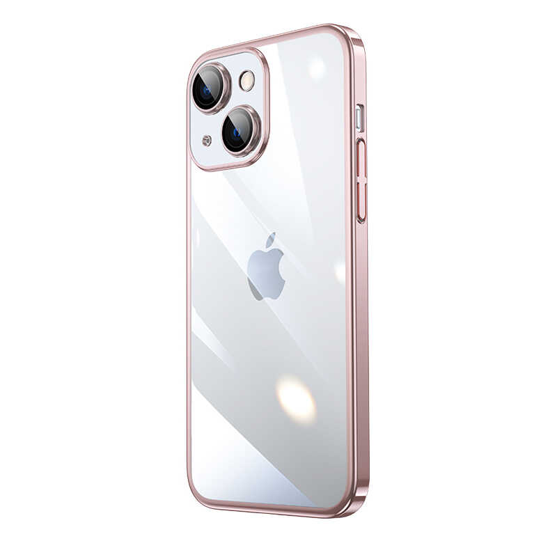 iPhone Uyumlu 14 Kılıf Sert PC Renkli Çerçeveli Zore Riksos Kapak-Rose gold