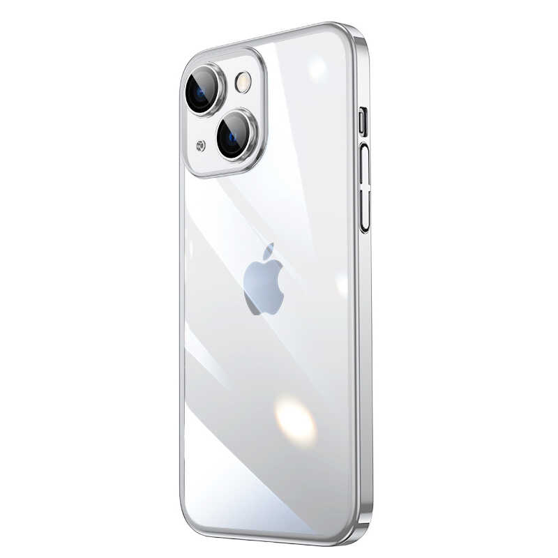 iPhone Uyumlu 14 Plus Kılıf Sert PC Renkli Çerçeveli Zore Riksos Kapak-Gümüş