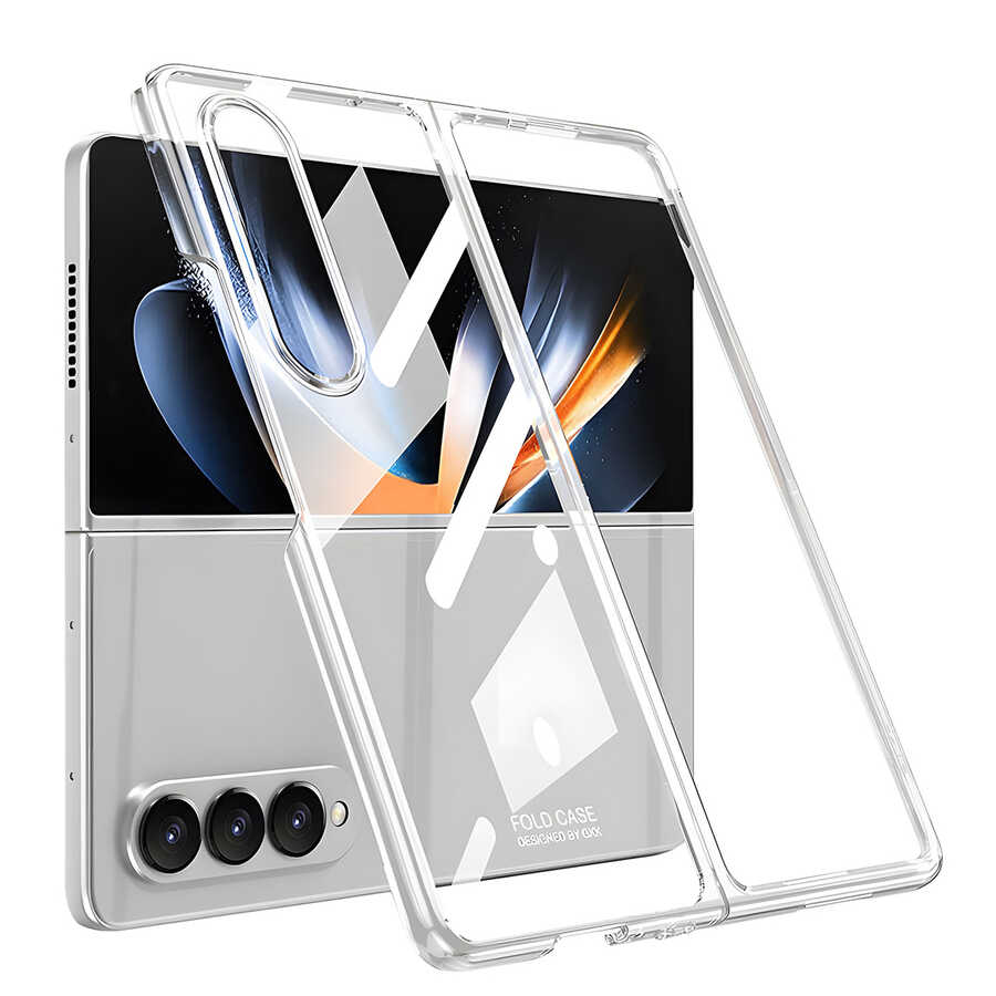 Galaxy Uyumlu Z Fold 4 Kılıf Zore Full Camlı Kıpta Kapak-Renksiz