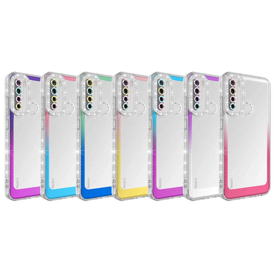 Xiaomi Uyumlu  Redmi Note 8 Kılıf Simli ve Renk Geçiş Tasarımlı Lens Korumalı Zore Park Kapak