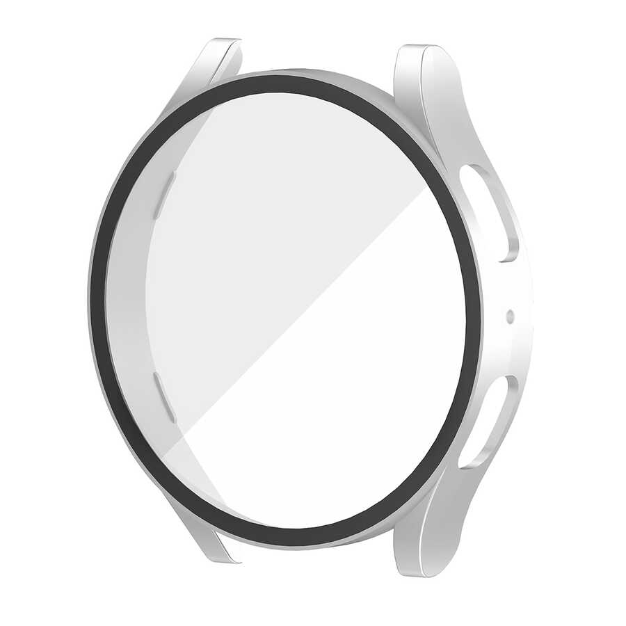 Galaxy Uyumlu Watch 5 44mm Sert PC Kasa ve Ekran Koruyucu Zore Watch Gard 14-Gümüş