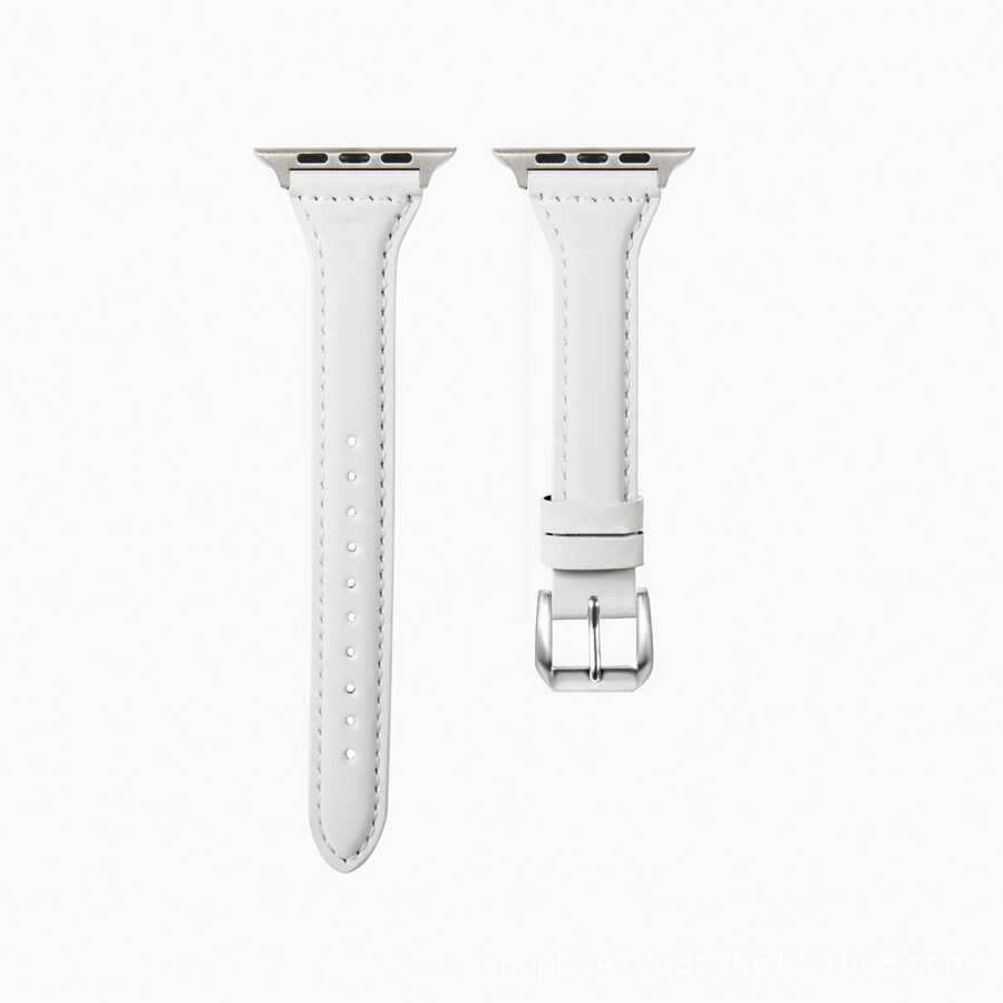 ​​​  Watch Ultra 49mm Kordon KRD-28 Deri Strap Kayış-Beyaz