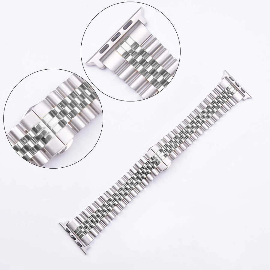 Apple Watch Ultra 49mm Kordon KRD-36 Metal Strap Kayış-Gümüş