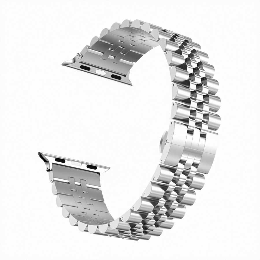 Apple Watch Ultra 49mm Kordon KRD-36 Metal Strap Kayış-Gümüş