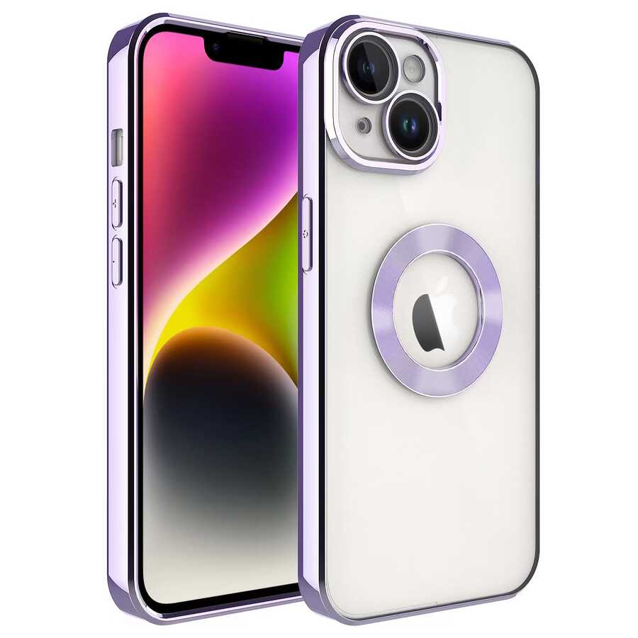 iPhone Uyumlu 14 Plus Kılıf Kamera Korumalı Logo Gösteren Zore Omega Kapak-Lila
