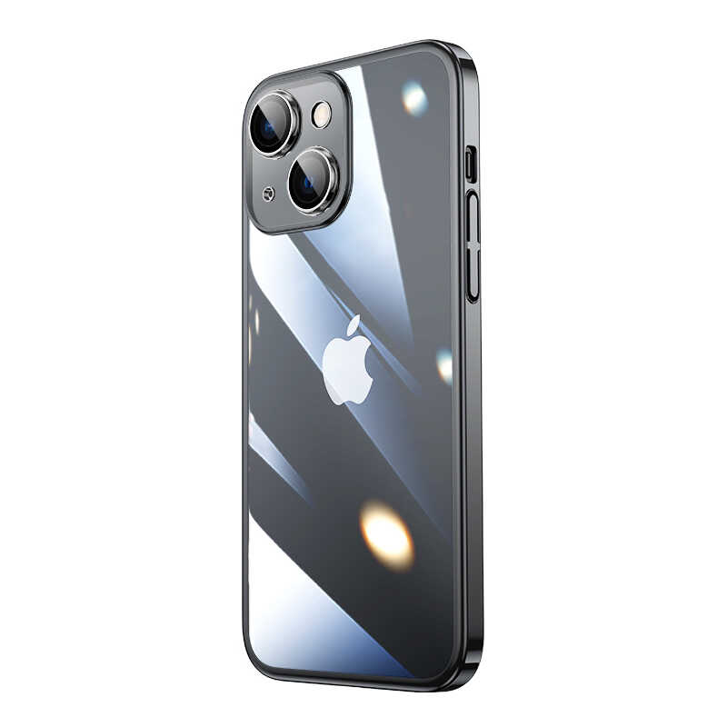 iPhone Uyumlu 13 Kılıf Sert PC Renkli Çerçeveli Zore Riksos Kapak-Siyah