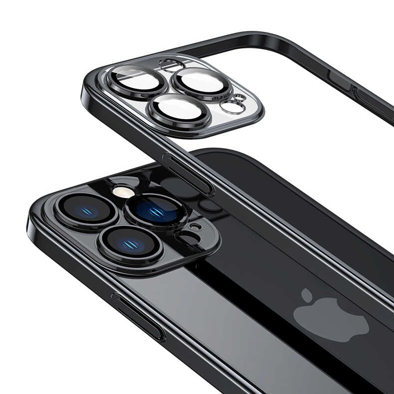 Apple iPhone 13 Pro Max Kılıf Sert PC Renkli Çerçeveli Zore Riksos Kapak-Gümüş