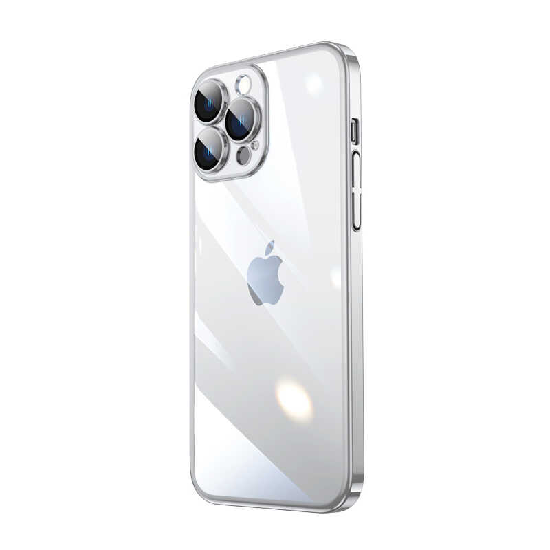 Apple iPhone 13 Pro Max Kılıf Sert PC Renkli Çerçeveli Zore Riksos Kapak-Gümüş