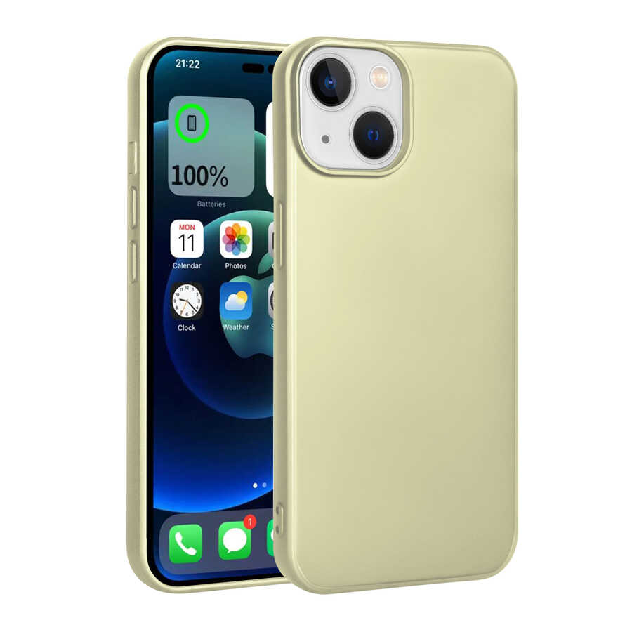 iPhone Uyumlu 14 Plus Kılıf Zore Premier Silikon Kapak-Gold
