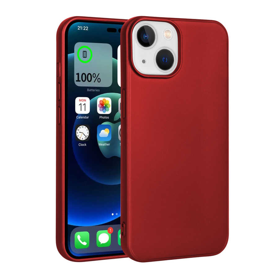 iPhone Uyumlu 14 Plus Kılıf Zore Premier Silikon Kapak-Kırmızı