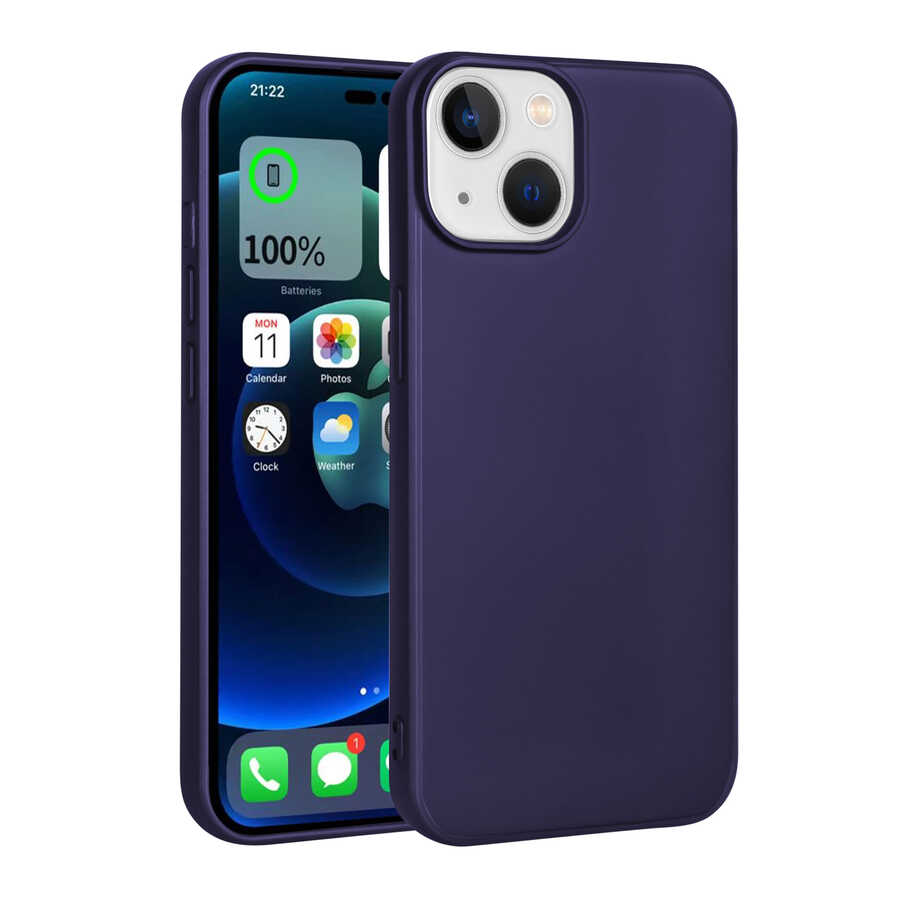 iPhone Uyumlu 14 Plus Kılıf Zore Premier Silikon Kapak-Lacivert
