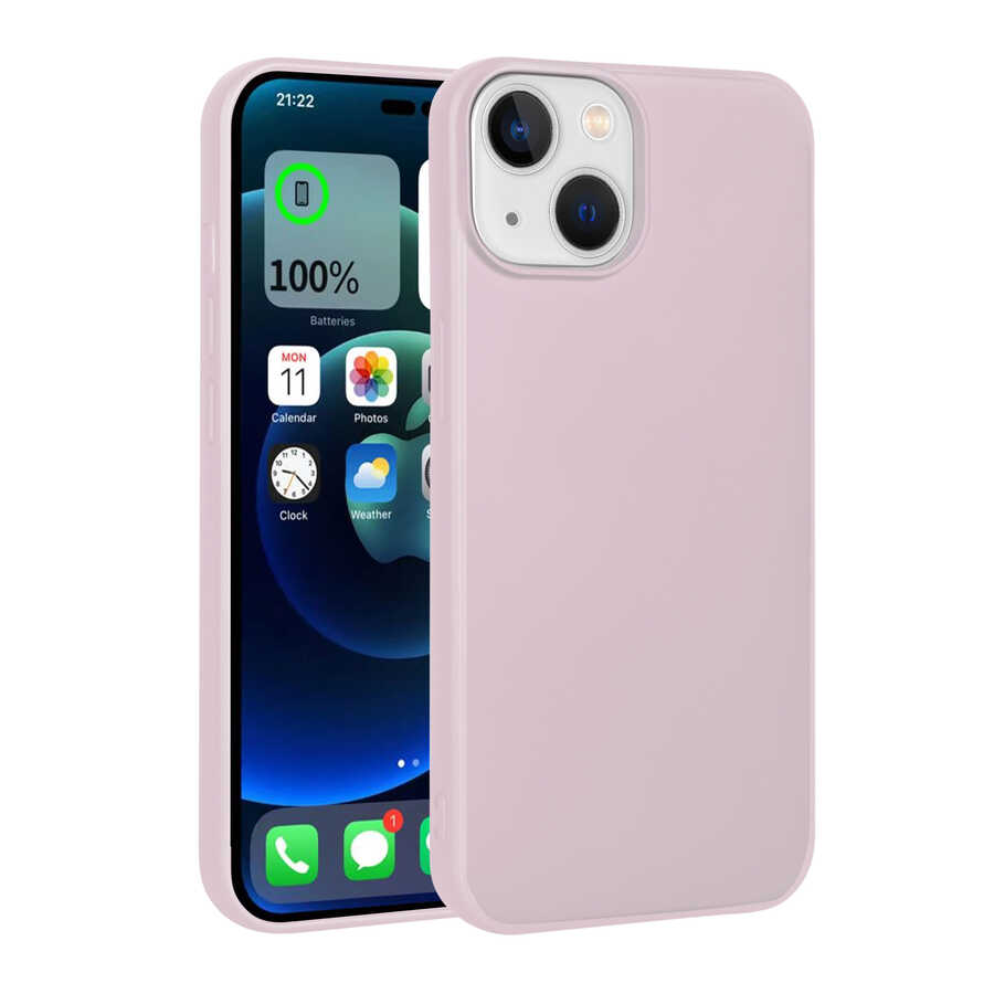 iPhone Uyumlu 14 Plus Kılıf Zore Premier Silikon Kapak-Rose gold