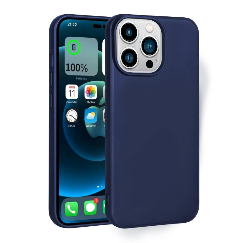 iPhone Uyumlu 14 Pro Kılıf Zore Premier Silikon Kapak-Lacivert