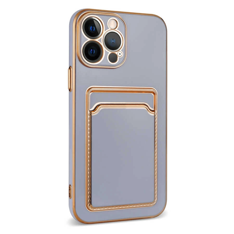 iPhone Uyumlu 12 Pro Max Kılıf Zore Bark Kartlıklı Kapak-Beyaz