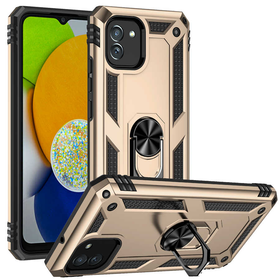 Galaxy Uyumlu A03 Kılıf Zore Vega Kapak-Gold