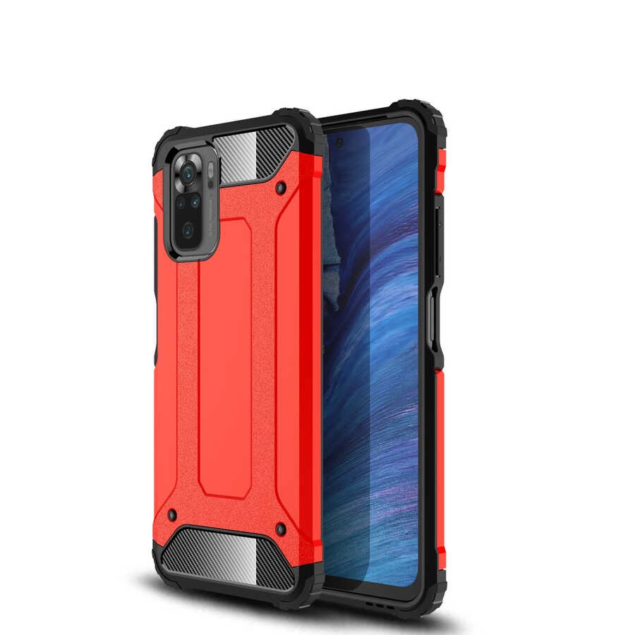 Xiaomi Uyumlu  Poco M5S Kılıf Zore Crash Silikon Kapak-Kırmızı