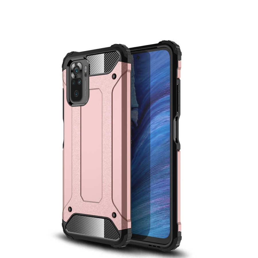 Xiaomi Uyumlu  Poco M5S Kılıf Zore Crash Silikon Kapak-Rose gold