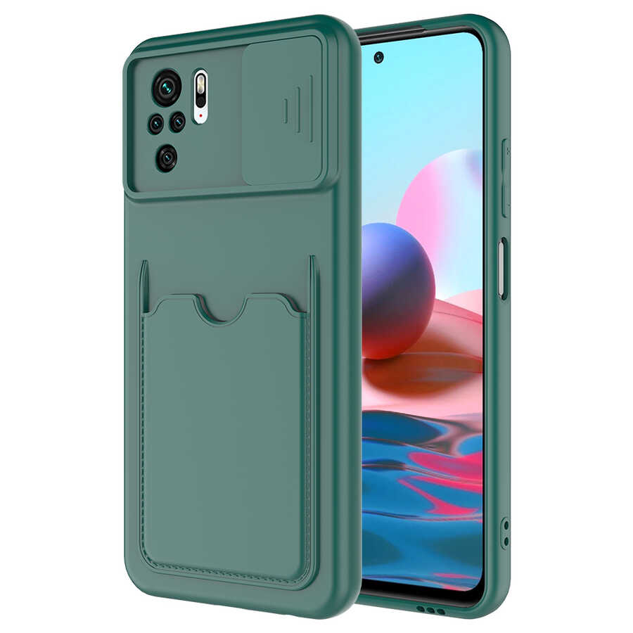 Xiaomi Uyumlu  Poco M5S Kılıf ​Zore Kartix Kapak-Koyu yeşil