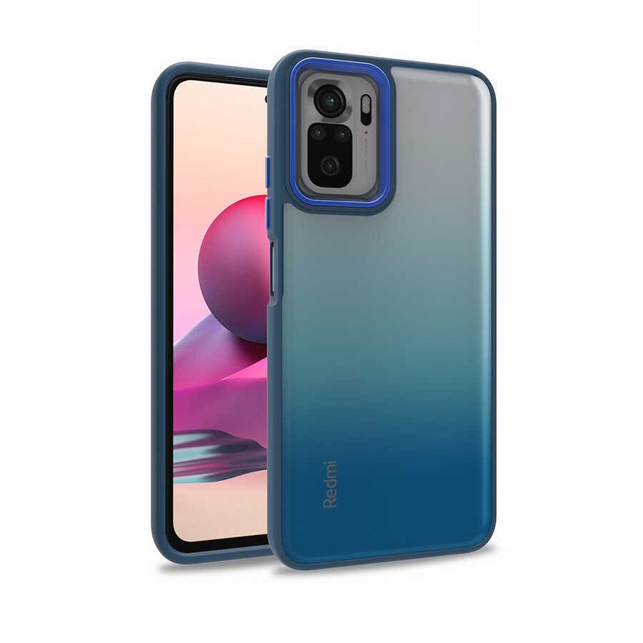 Xiaomi Uyumlu  Poco M5S Kılıf Zore Flora Kapak-Mavi