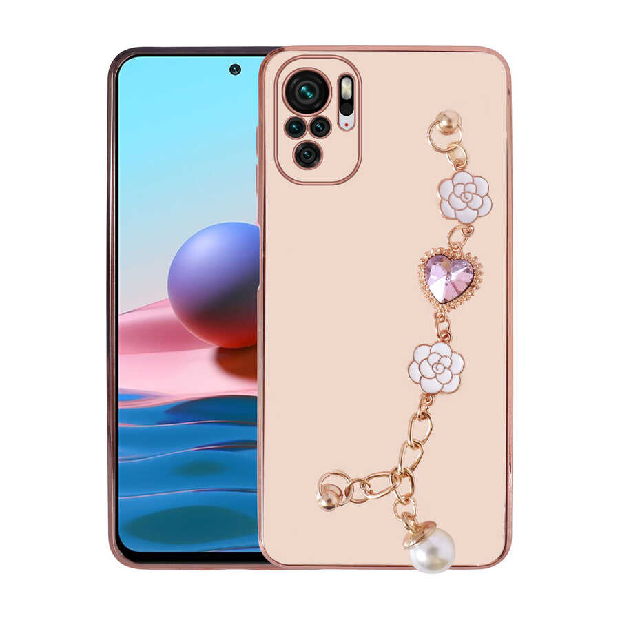 Xiaomi Uyumlu  Poco M5S Kılıf El Tutamaçlı Kamera Korumalı Zore Taka Silikon Kapak-Pembe
