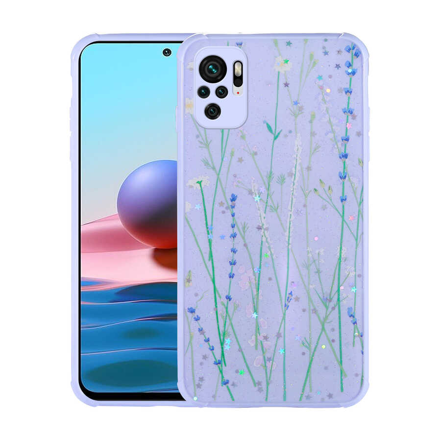 Xiaomi Uyumlu  Poco M5S Kılıf Simli Desenli Kamera Korumalı Parlak Zore Popy Kapak-Dallar