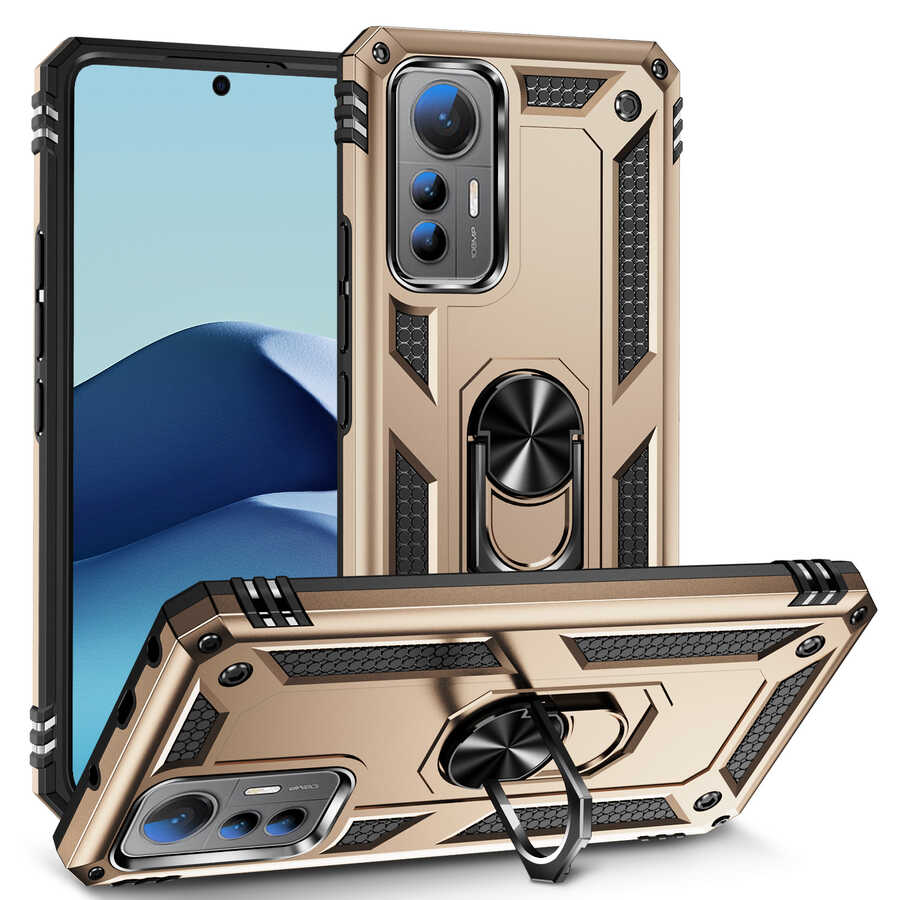 Xiaomi Uyumlu  Mi 12 Lite Kılıf Zore Vega Kapak-Gold