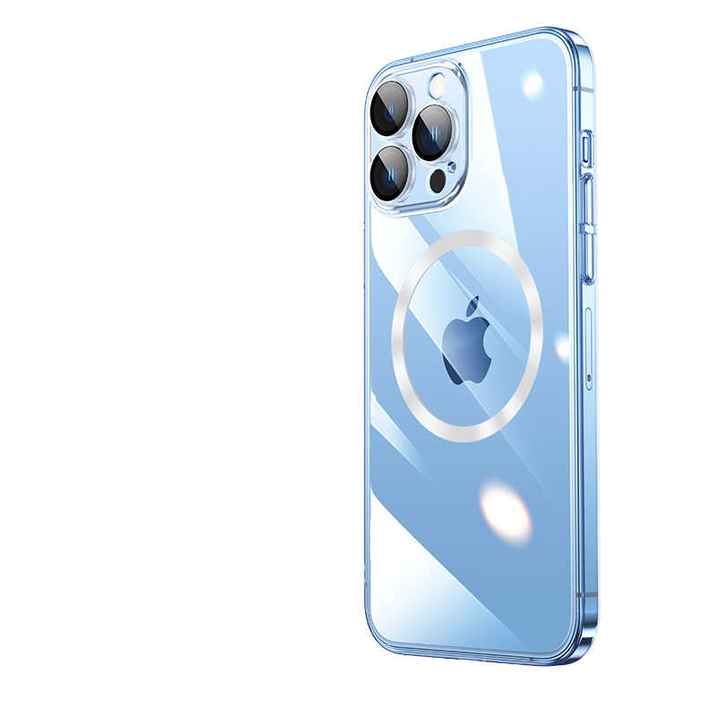 iPhone Uyumlu 13 Pro Max Kılıf Wireless Şarj Özellikli Sert PC Zore Riksos M-safe Kapak-Renksiz