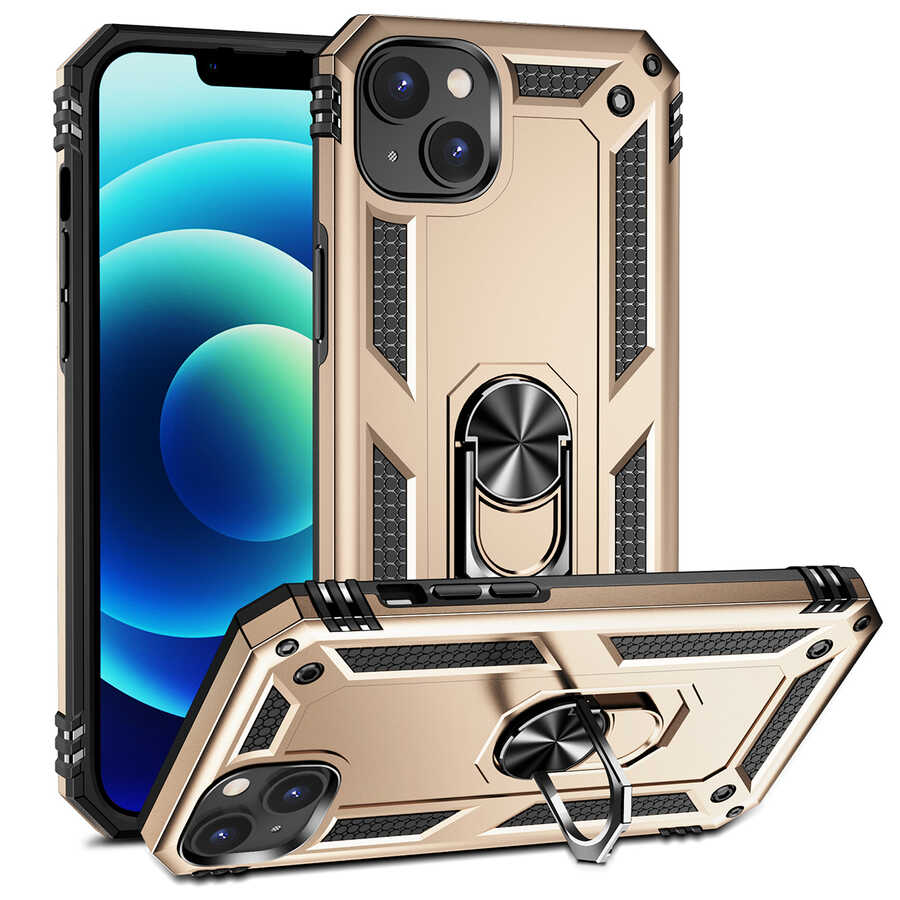 iPhone Uyumlu 14 Plus Kılıf Zore Vega Kapak-Gold