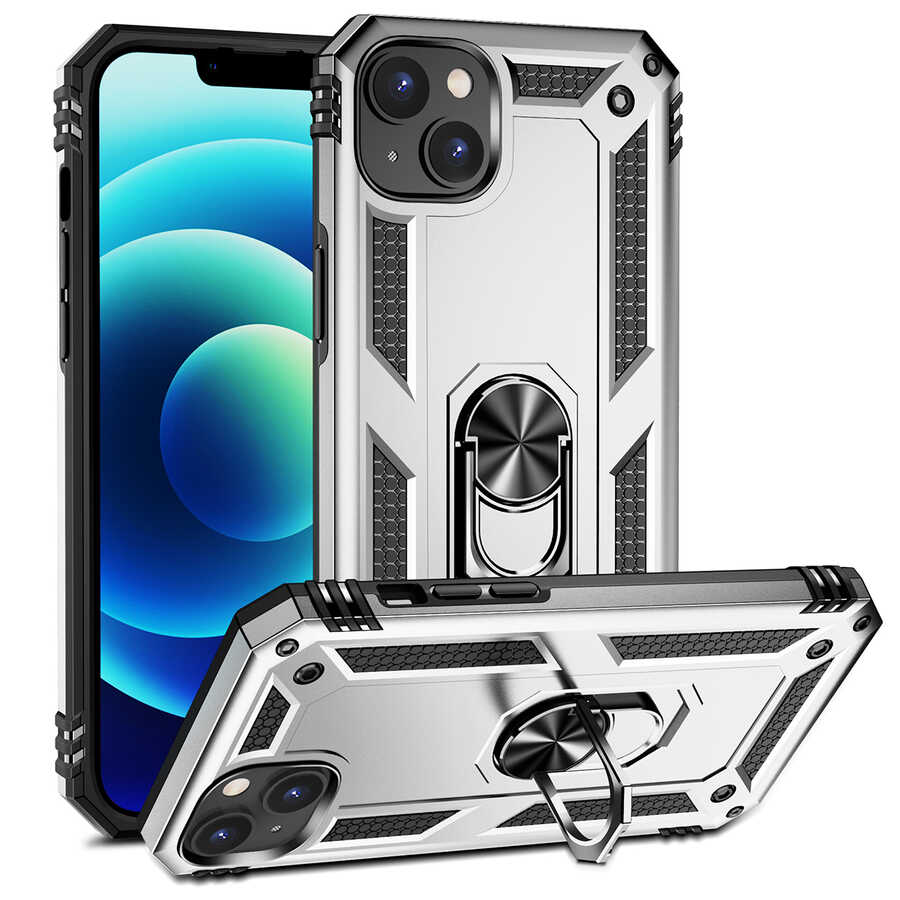 iPhone Uyumlu 14 Plus Kılıf Zore Vega Kapak-Gri