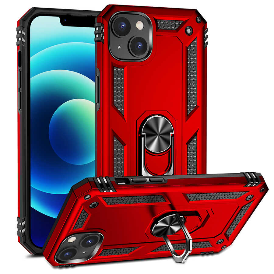 iPhone Uyumlu 14 Plus Kılıf Zore Vega Kapak-Kırmızı