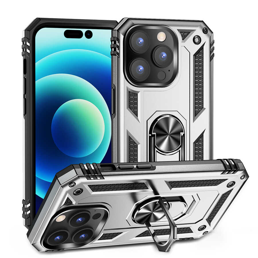 iPhone Uyumlu 14 Pro Max Kılıf Zore Vega Kapak-Gri