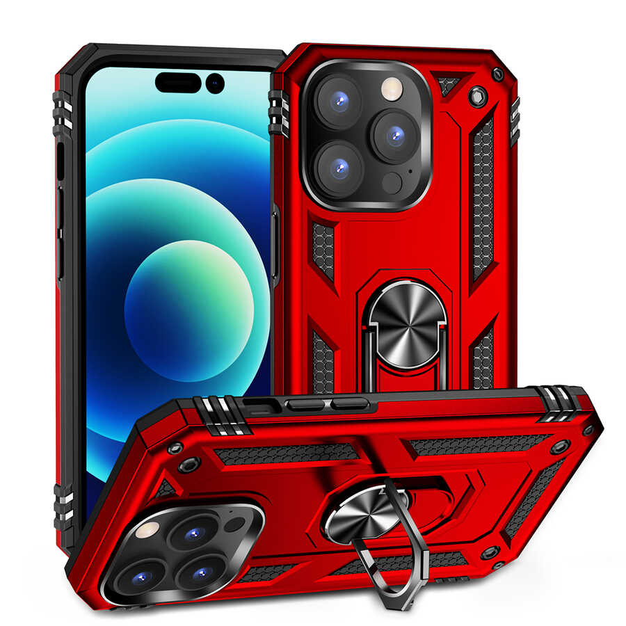 iPhone Uyumlu 14 Pro Max Kılıf Zore Vega Kapak-Kırmızı