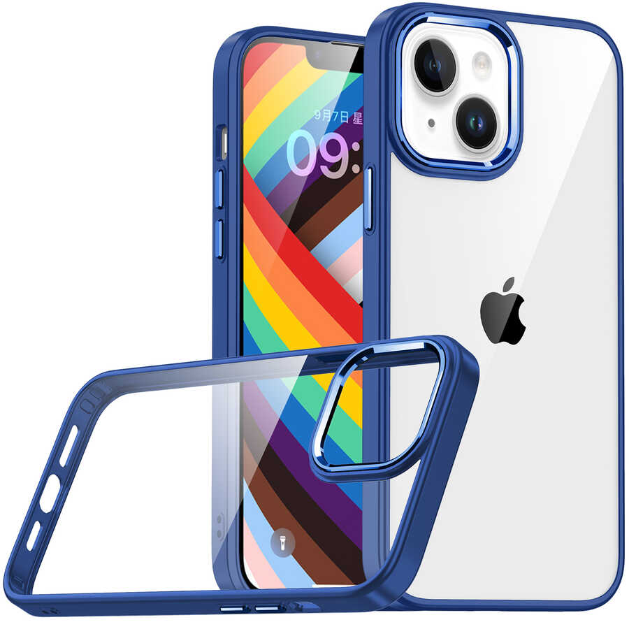 iPhone Uyumlu 14 Plus Kılıf Zore Flora Kapak-Lacivert