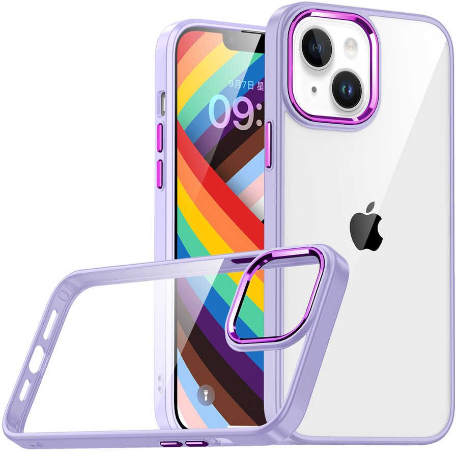 iPhone Uyumlu 14 Plus Kılıf Zore Flora Kapak-Lila