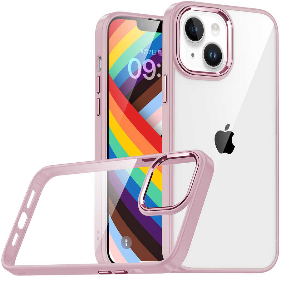 iPhone Uyumlu 14 Plus Kılıf Zore Flora Kapak-Rose gold