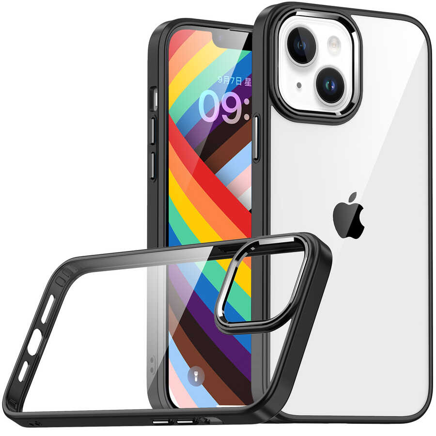 iPhone Uyumlu 14 Plus Kılıf Zore Flora Kapak-Siyah
