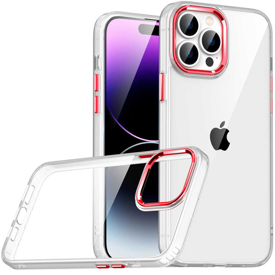 iPhone Uyumlu 14 Pro Kılıf Zore Flora Kapak-Kırmızı