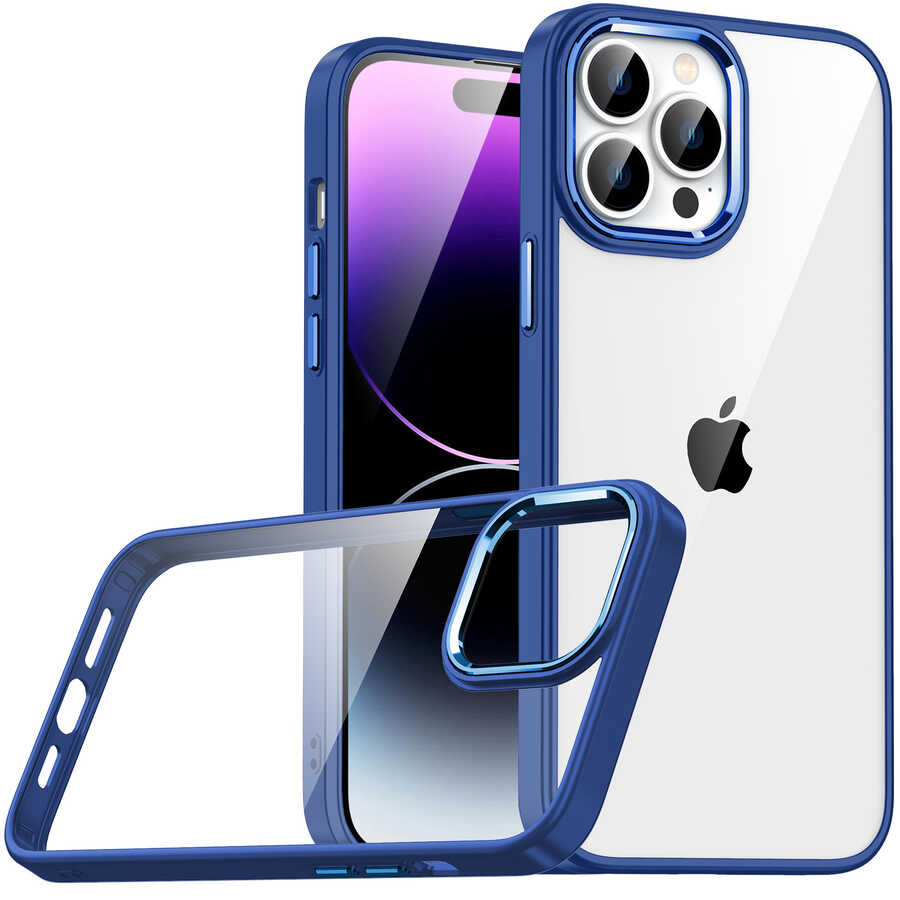 iPhone Uyumlu 14 Pro Kılıf Zore Flora Kapak-Lacivert
