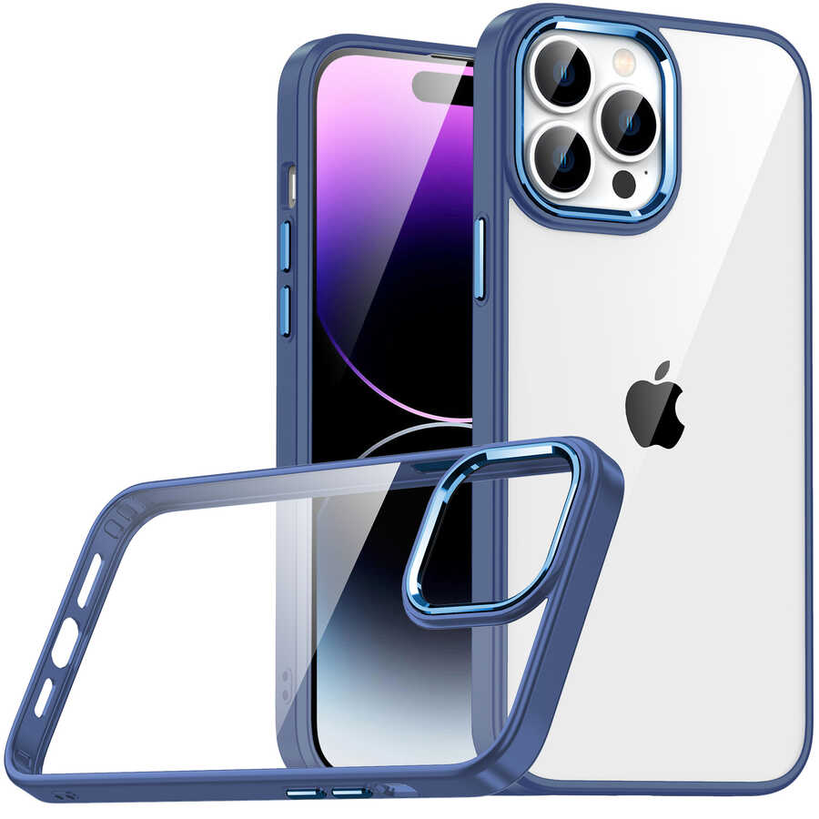 iPhone Uyumlu 14 Pro Kılıf Zore Flora Kapak-Sierra mavi