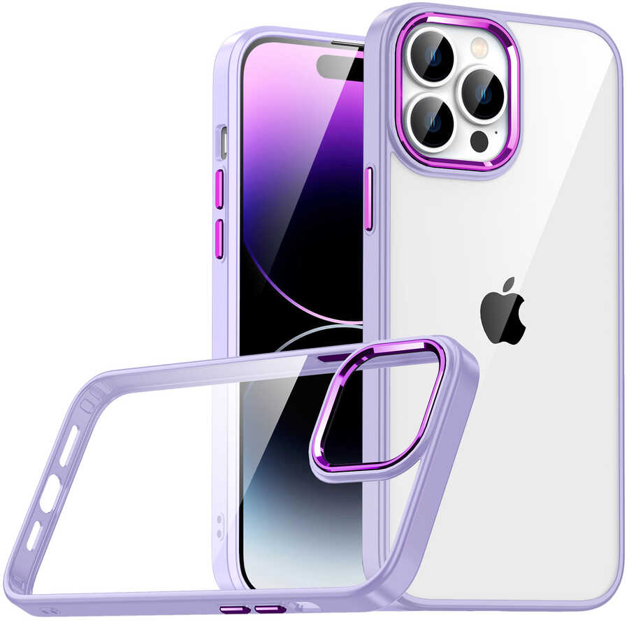 iPhone Uyumlu 14 Pro Max Kılıf Zore Flora Kapak-Lila
