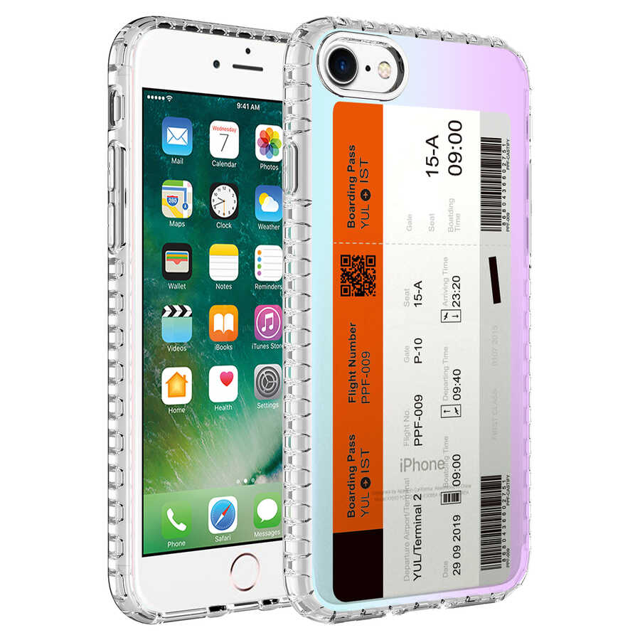 iPhone Uyumlu 8 Kılıf Airbag Kenarlı Renkli Desenli Silikon Zore Elegans Kapak-No1