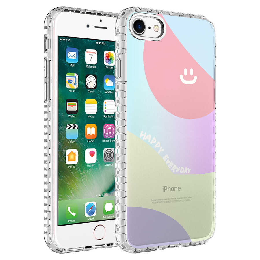 iPhone Uyumlu 8 Kılıf Airbag Kenarlı Renkli Desenli Silikon Zore Elegans Kapak-No7