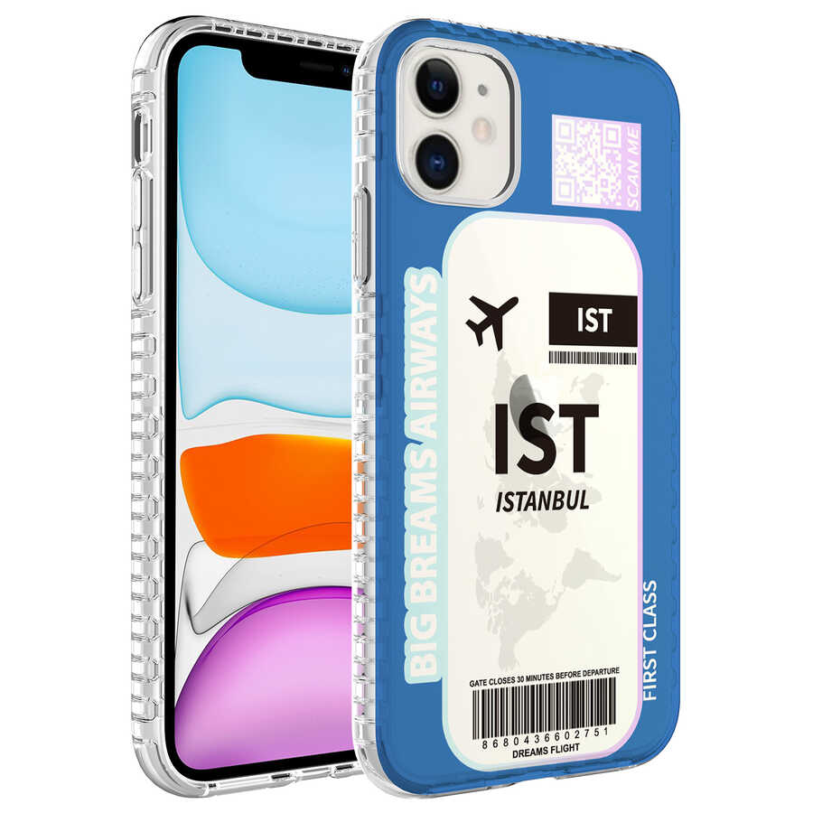 iPhone Uyumlu 11 Kılıf Airbag Kenarlı Renkli Desenli Silikon Zore Elegans Kapak-No4